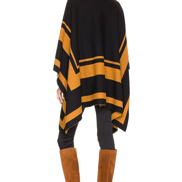 L'Agence Jake Bordered Stripe Cape Merino Wool Cotton Wrap - Picture 14 of 15